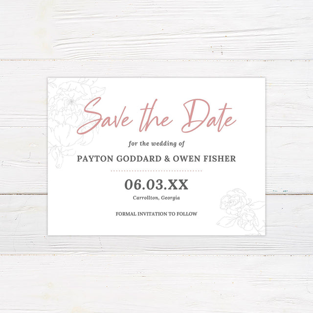 Rosy Watercolor Save The Date - goprintplus