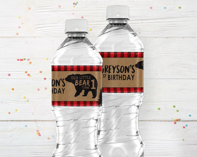 Rustic Bear Water Bottle Labels - goprintplus