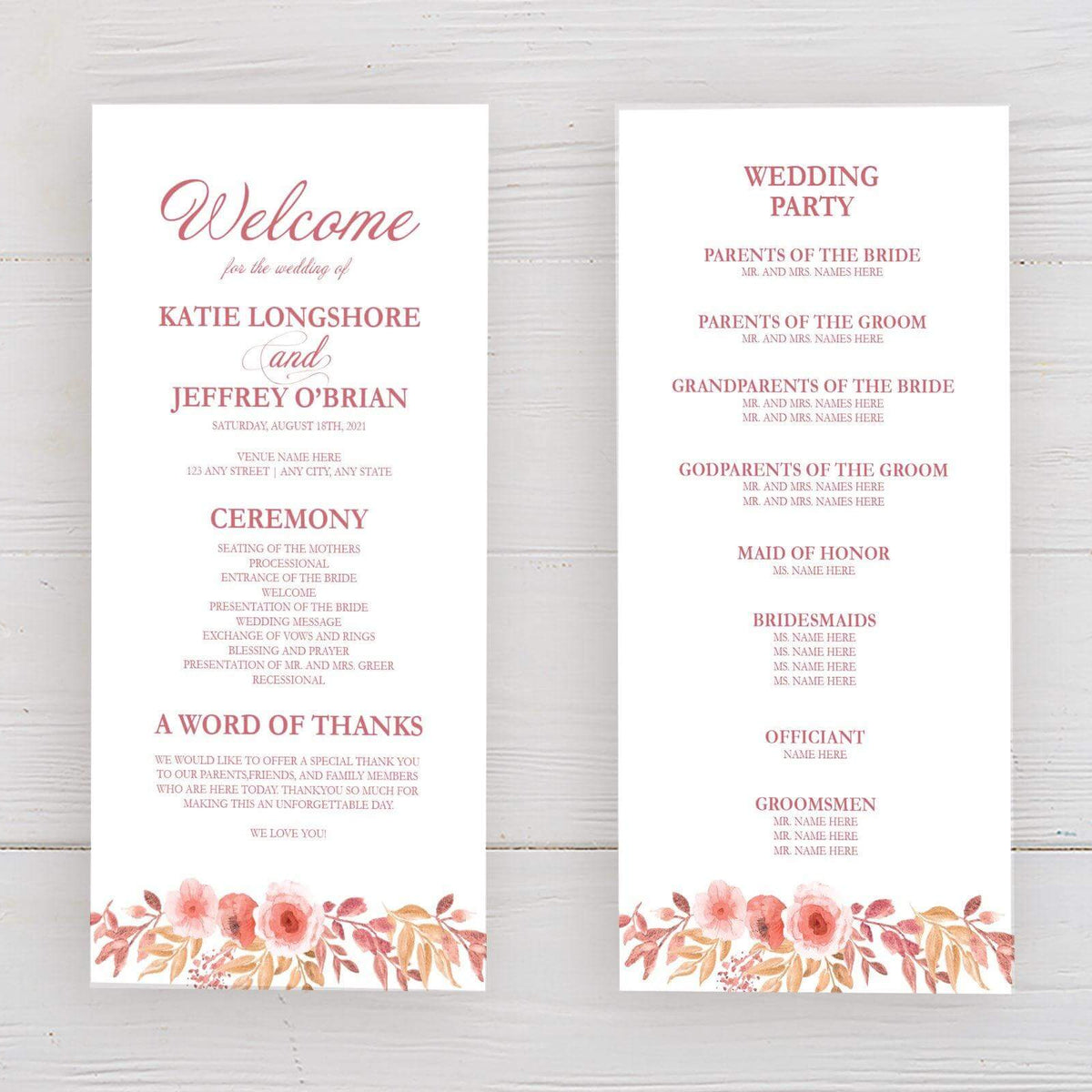 Rustic Roses Program Go Print Plus