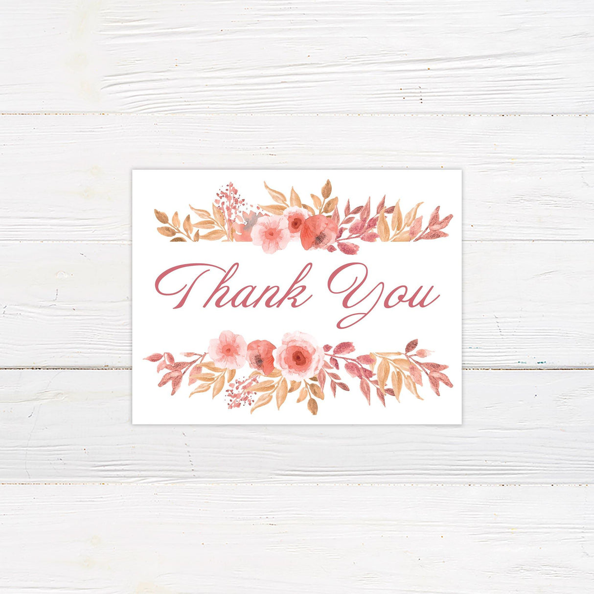 Rustic Roses Thank You Card - goprintplus