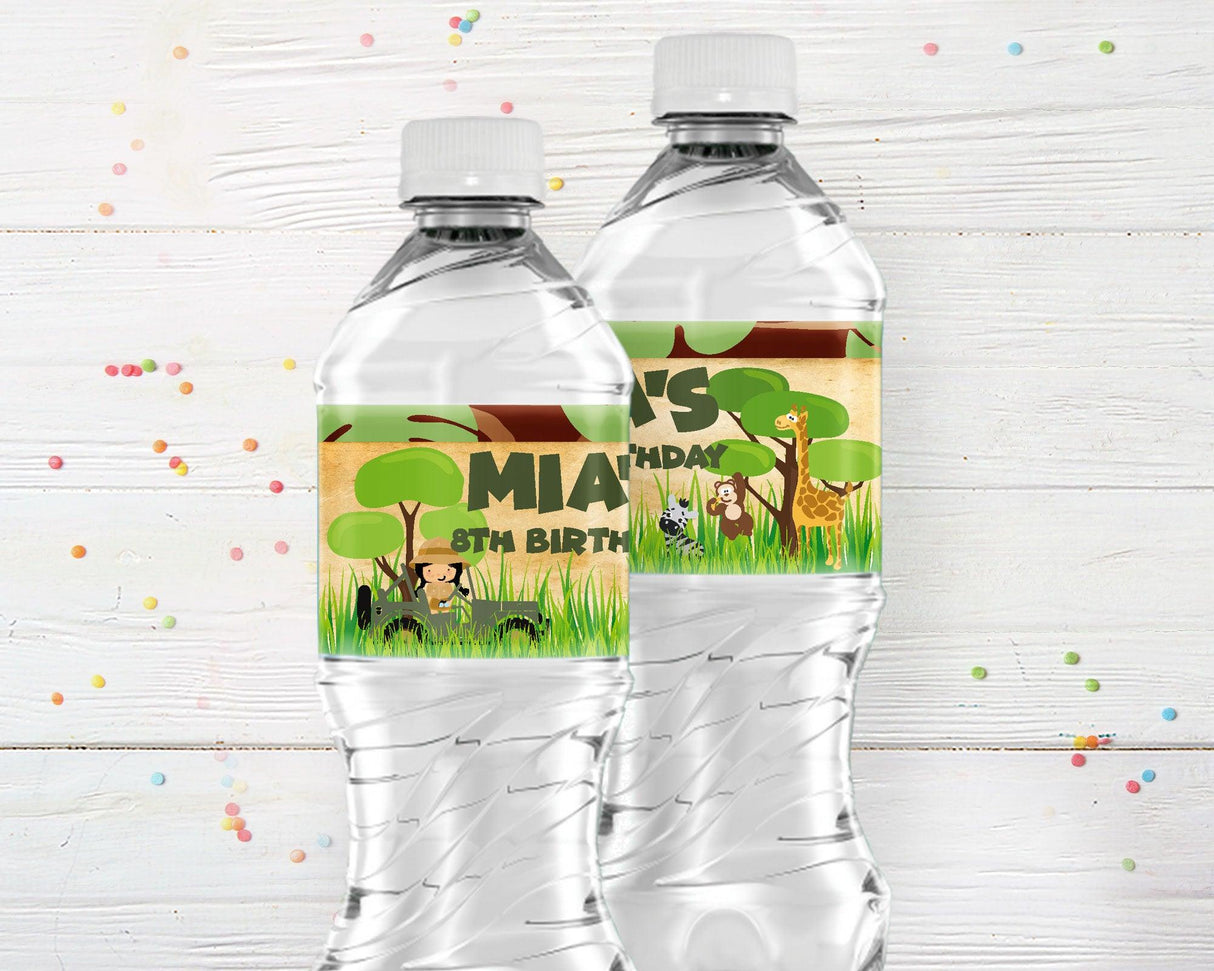 Safari Birthday Water Bottle Labels - goprintplus