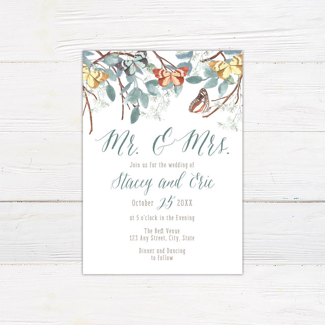 Sage Butterfly Invitations - goprintplus