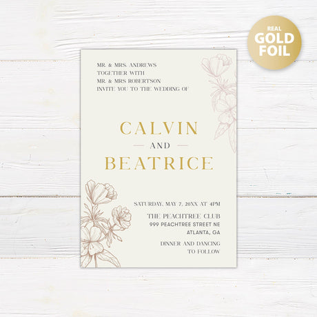 Sandrift Floral Foil Invitation - goprintplus