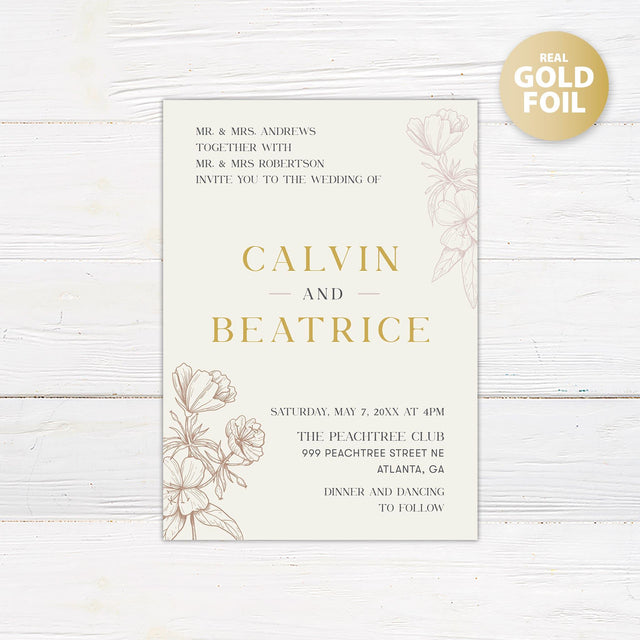 Sandrift Floral Foil Invitation - goprintplus