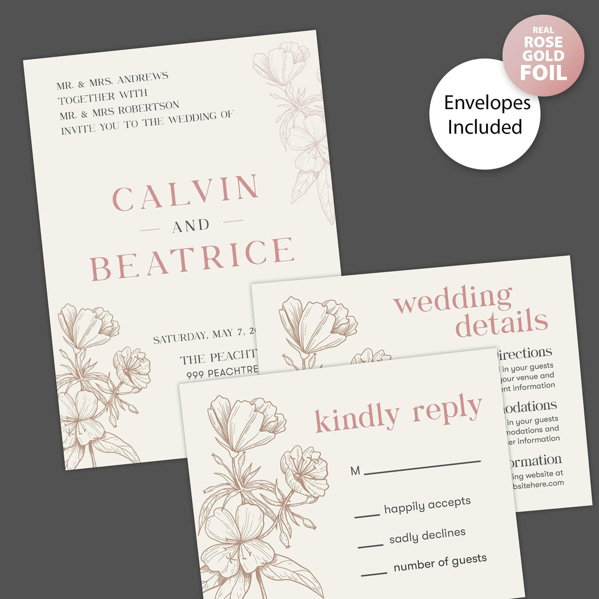 Sandrift Floral Foil Invitation - goprintplus