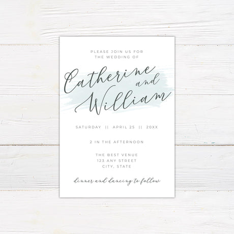 Seafoam Brushstroke Invitations - goprintplus