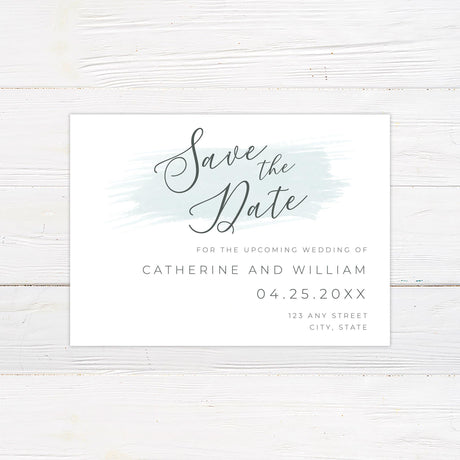 Seafoam Brushstroke Save The Date - goprintplus