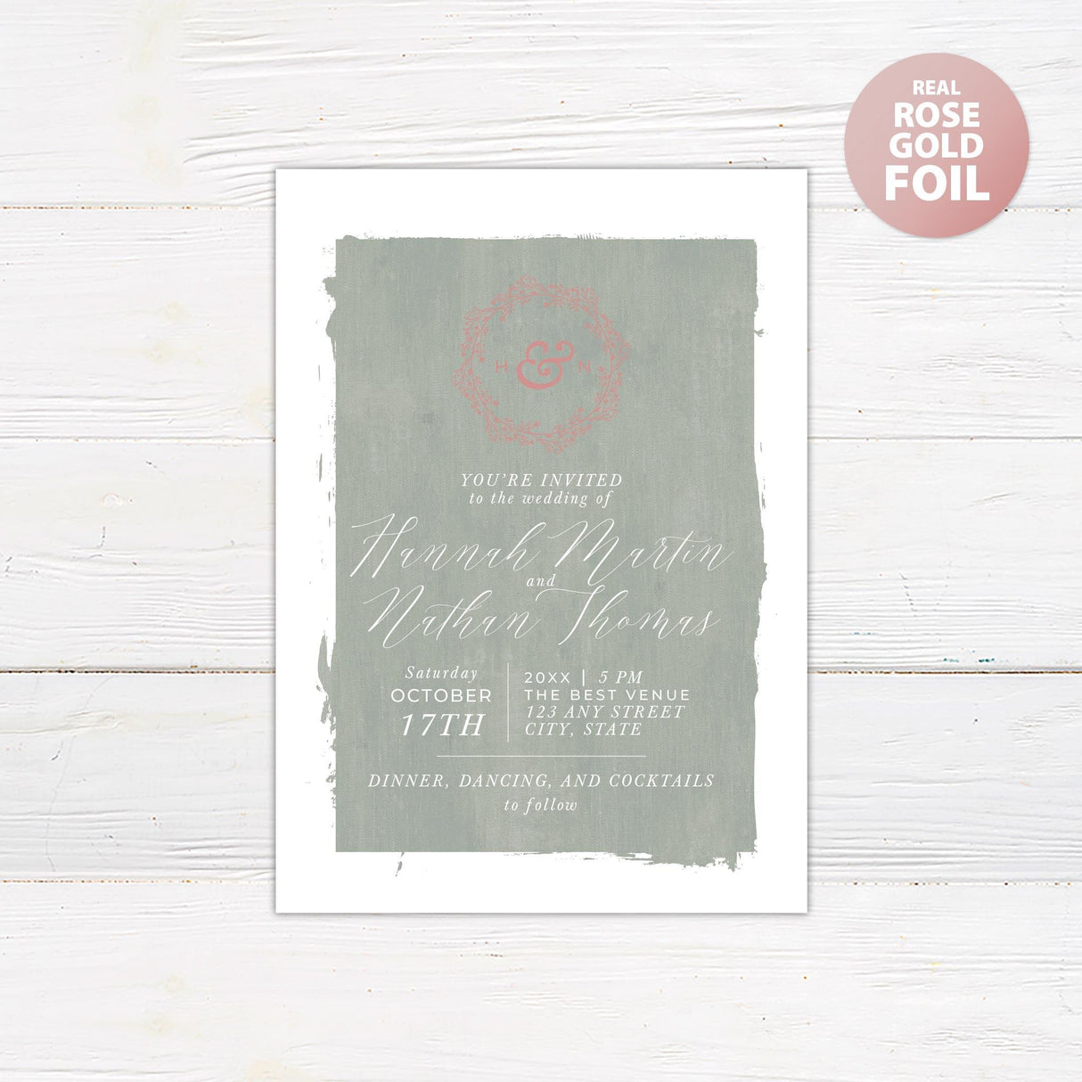 Seafoam Canvas Foil Invitation - goprintplus