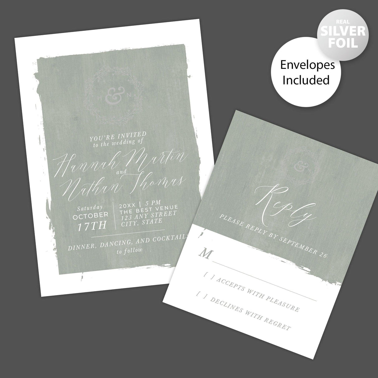 Seafoam Canvas Foil Invitation - goprintplus