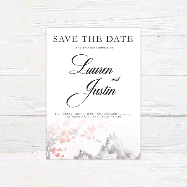 Serene Mountainside Save The Date - goprintplus