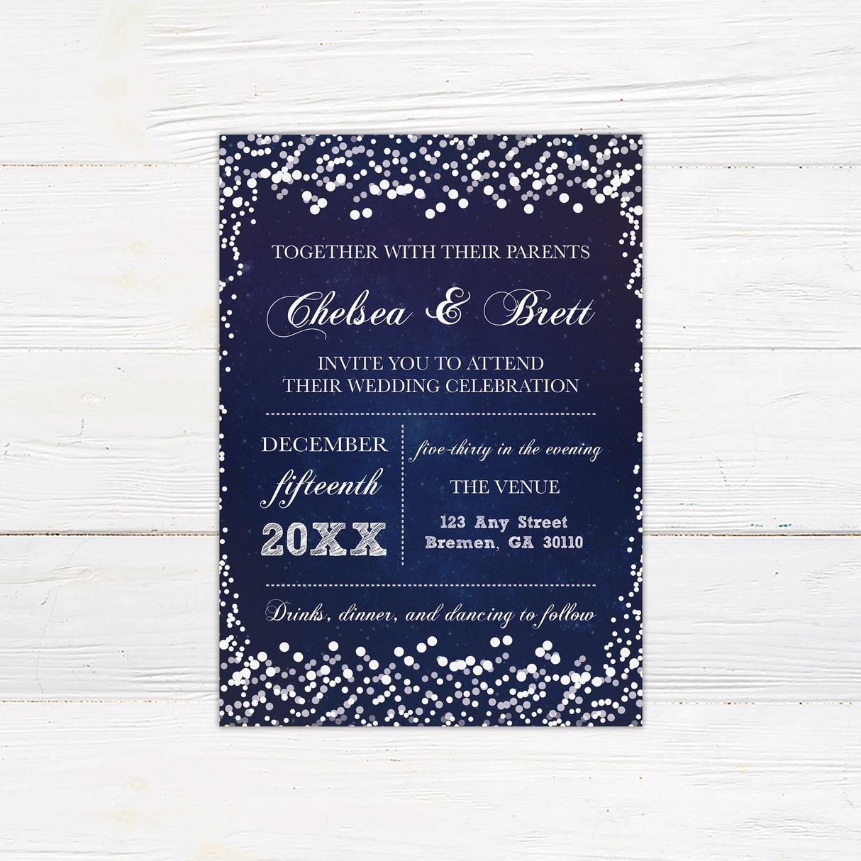 Silver Glitter Invitations - goprintplus