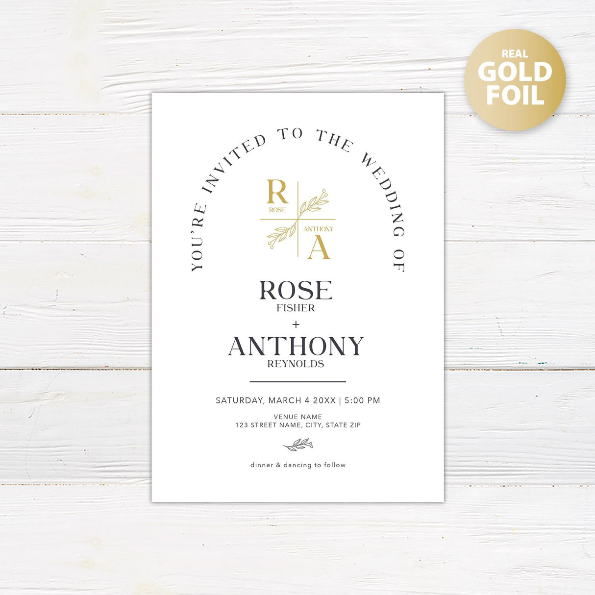 Simple Arch Foil Invitation - goprintplus