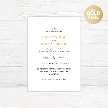 Simple Bold Minimalist Foil Invitation - goprintplus