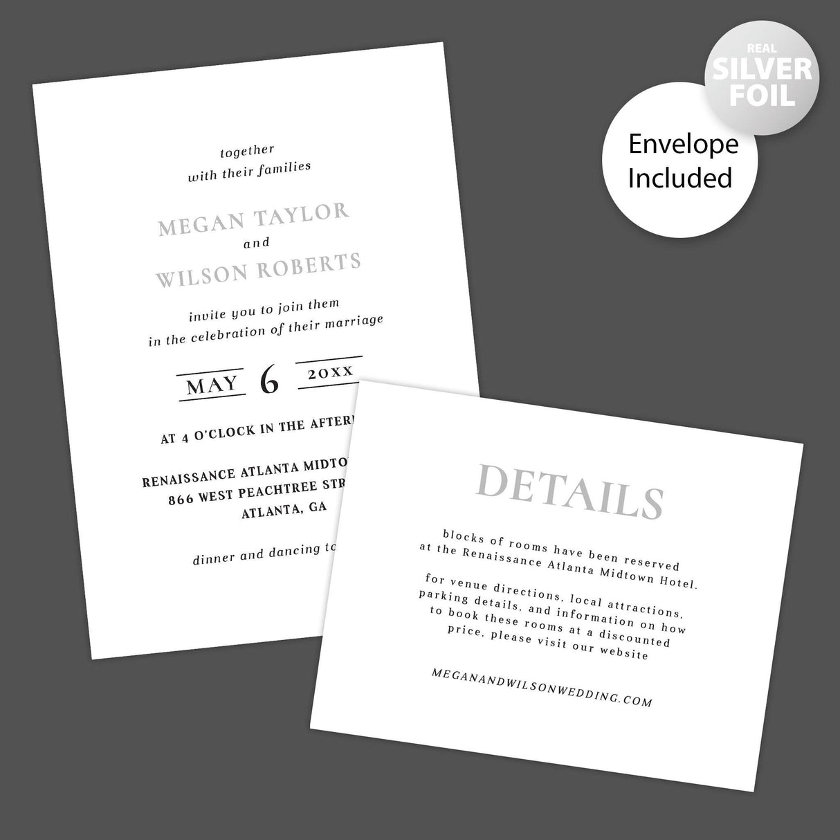 Simple Bold Minimalist Foil Invitation - goprintplus