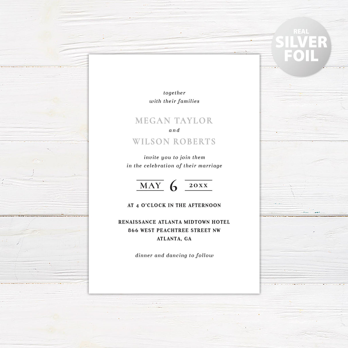 Simple Bold Minimalist Foil Invitation - goprintplus