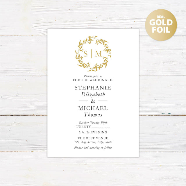 Simple Branches Foil Invitation - goprintplus