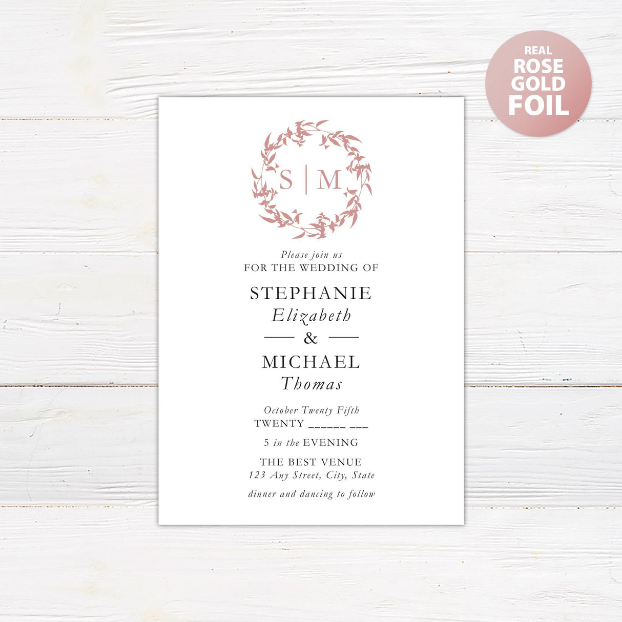 Simple Branches Foil Invitation - goprintplus