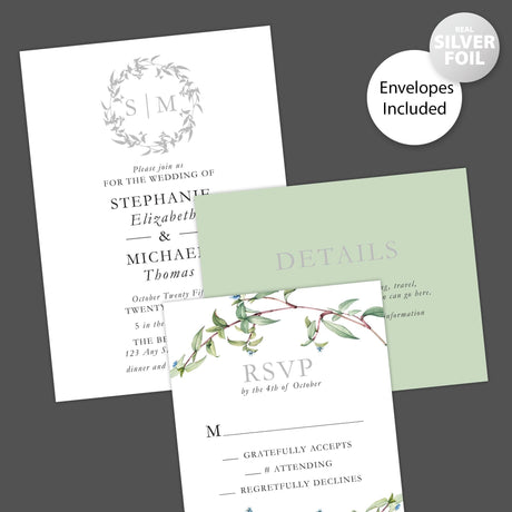 Simple Branches Foil Invitation - goprintplus