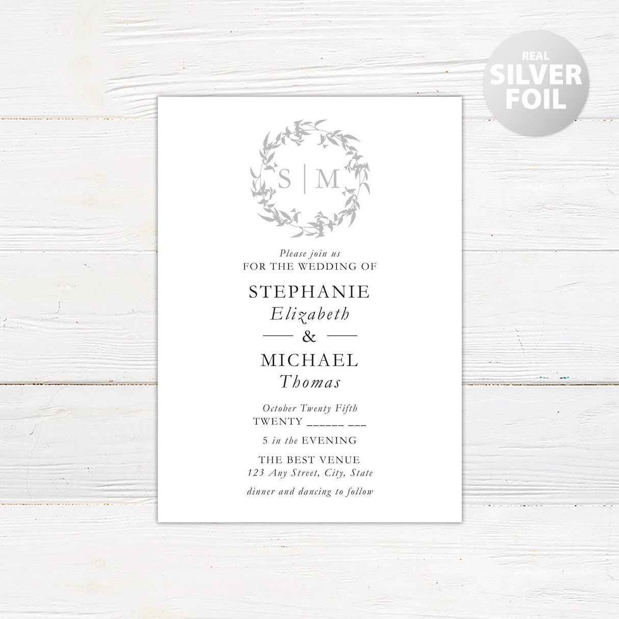 Simple Branches Foil Invitation - goprintplus