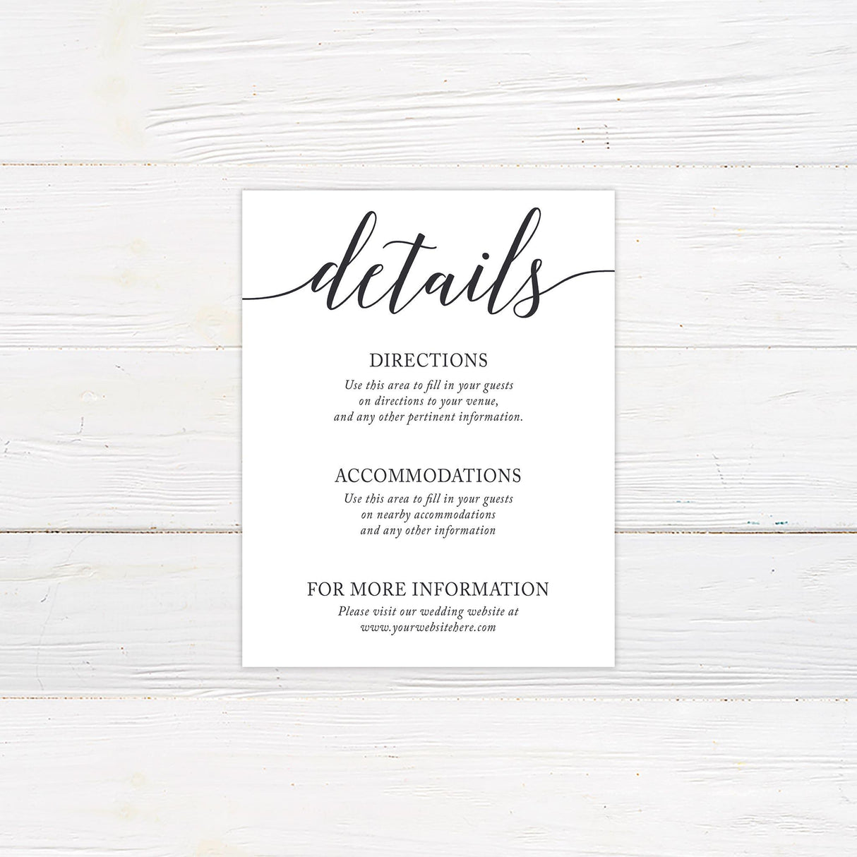 Simple Wedding Details Cards - goprintplus