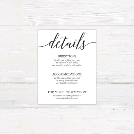 Simple Wedding Details Cards - goprintplus