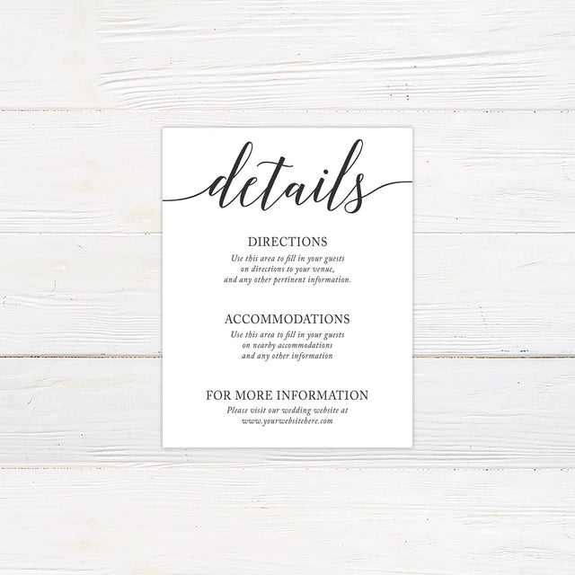 Simple Wedding Details Cards - goprintplus