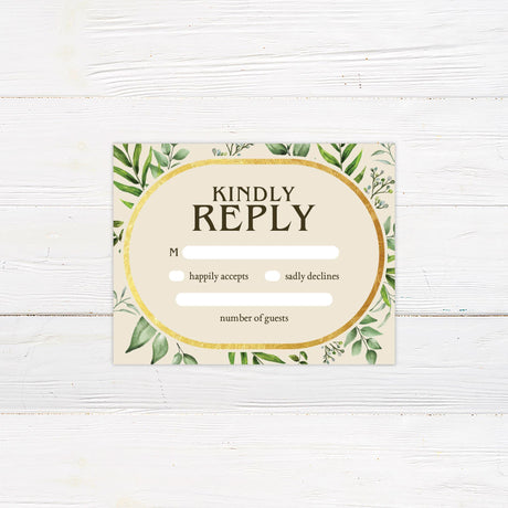 Simple Gold Eucalyptus Invitation - goprintplus