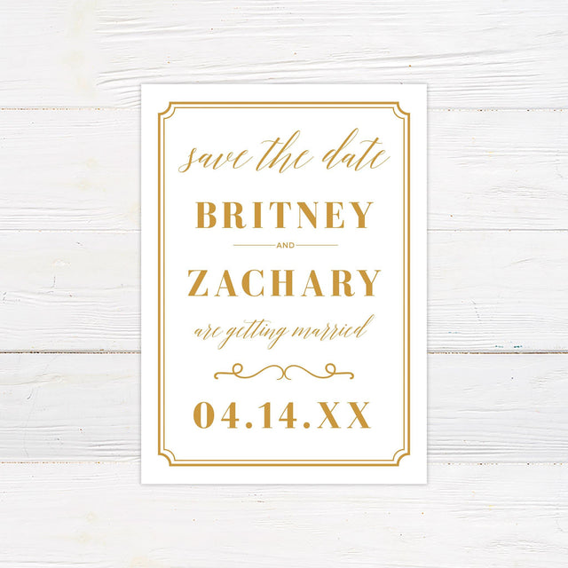 Simple Gold Save The Date - goprintplus