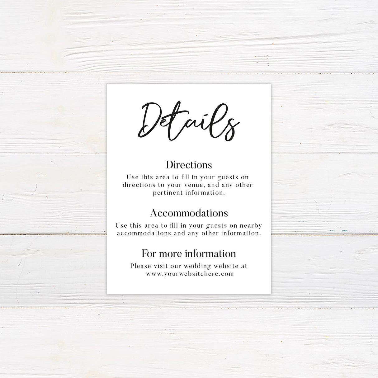 Simple Script Monochrome Details Cards - goprintplus