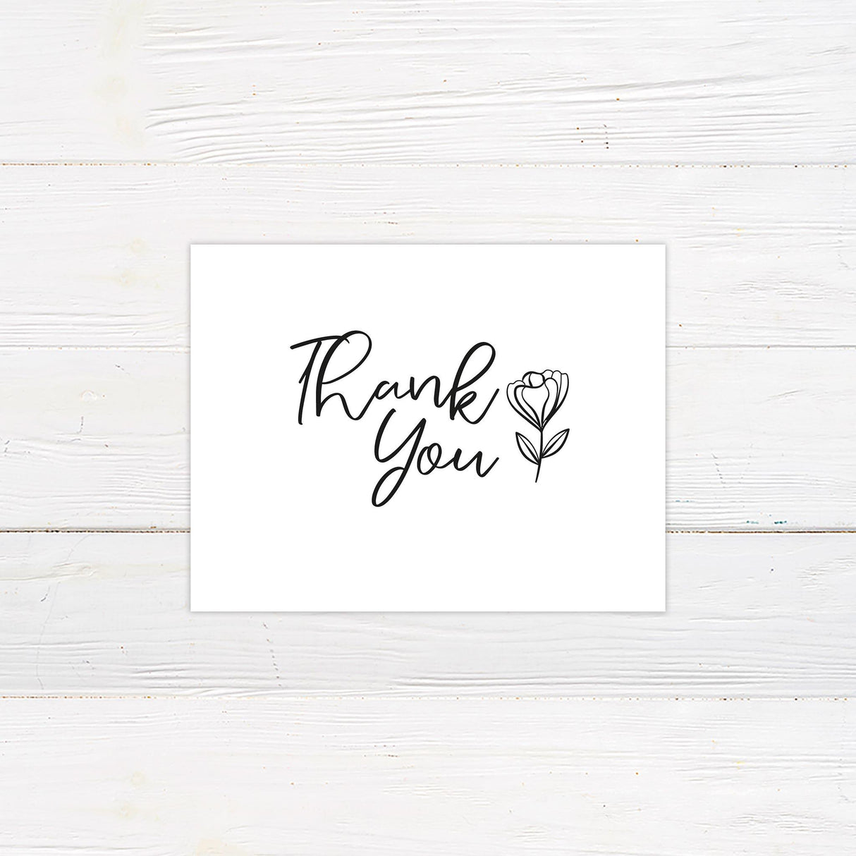 Simple Script Monochrome Thank You Card - goprintplus