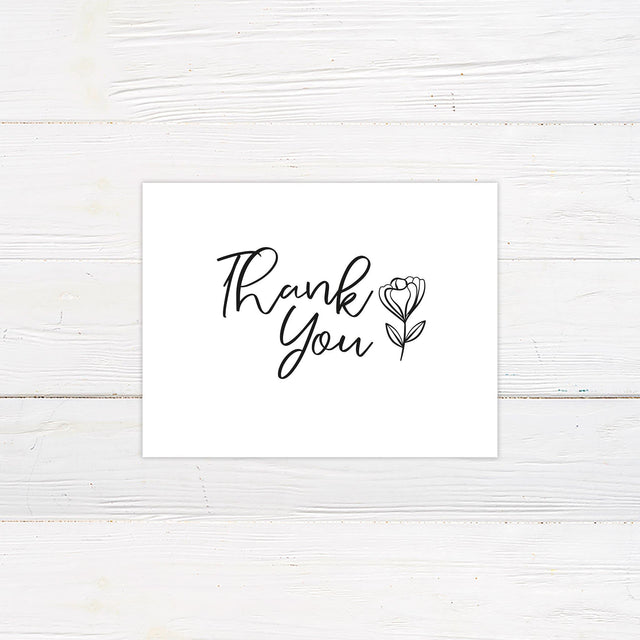 Simple Script Monochrome Thank You Card - goprintplus