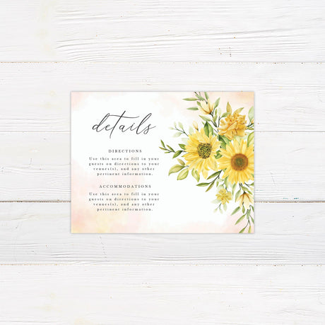 Simple Sunflower Details Cards - goprintplus