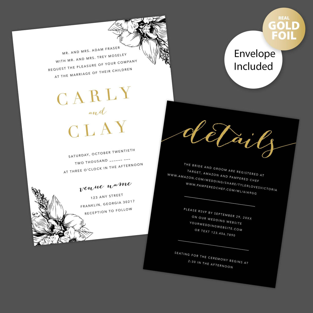 Simple Elegant Foil Invitation - goprintplus