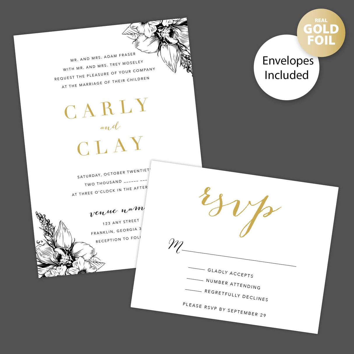 Simple Elegant Foil Invitation - goprintplus