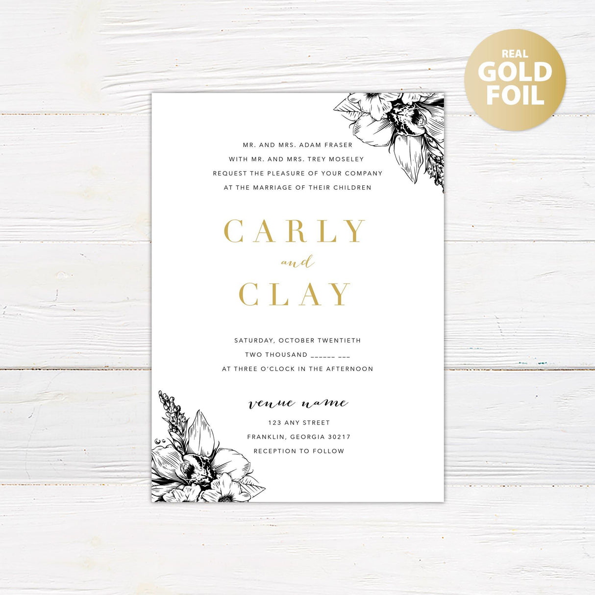 Simple Elegant Foil Invitation - goprintplus