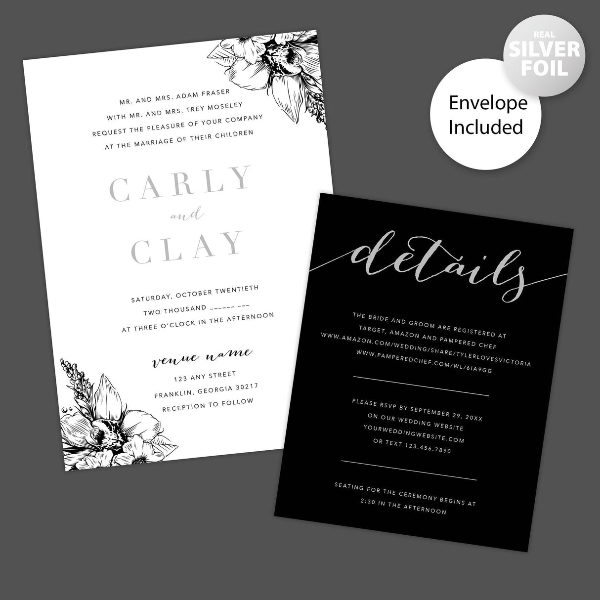 Simple Elegant Foil Invitation - goprintplus