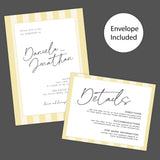 Simply Written Wedding Invitation with Soft Yellow Stripe Border