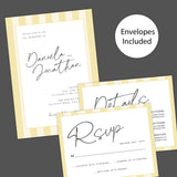 Simply Written Wedding Invitation with Soft Yellow Stripe Border