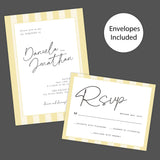 Simply Written Wedding Invitation with Soft Yellow Stripe Border