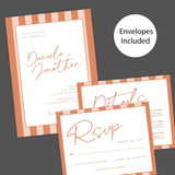 Simply Written Wedding Invitation with Terracotta Stripe Border