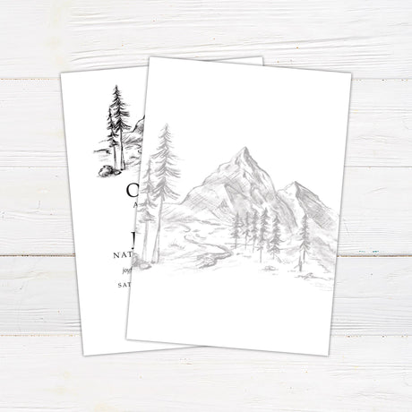 Sketched Mountainside Invitations - goprintplus