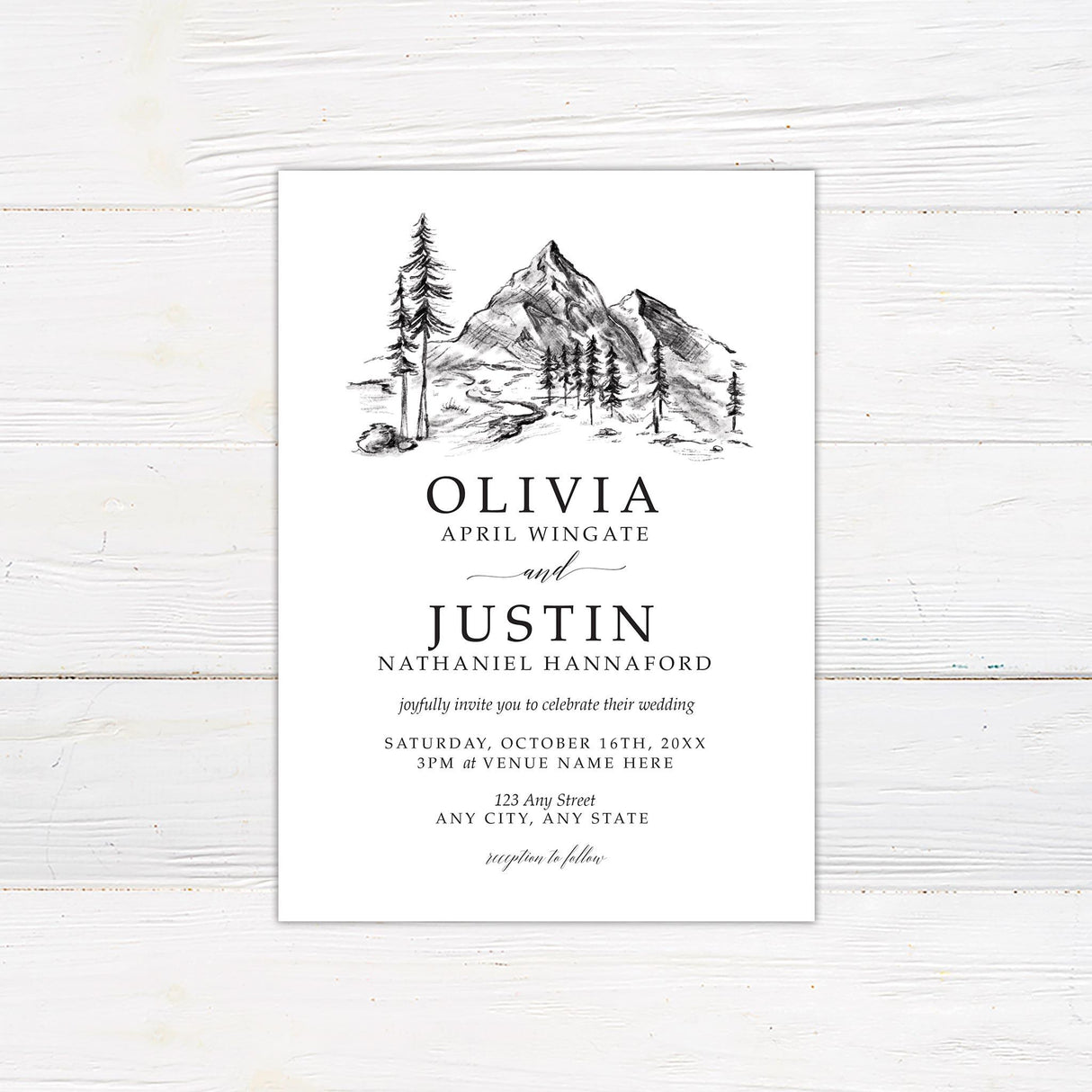 Sketched Mountainside Invitations - goprintplus