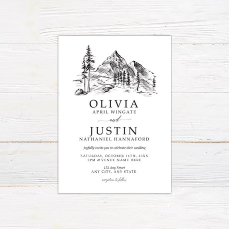 Sketched Mountainside Invitations - goprintplus