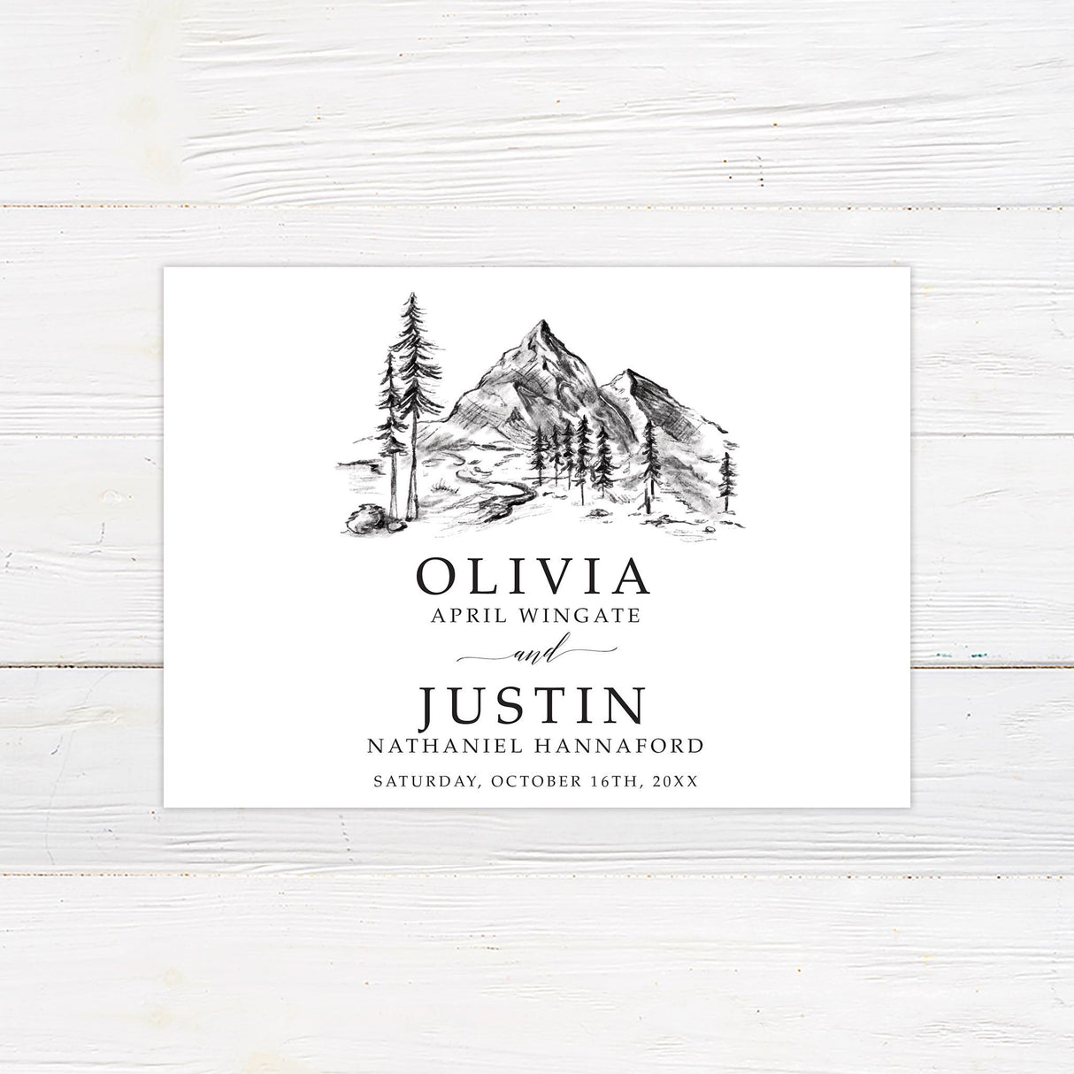 Sketched Mountainside Invitations - goprintplus