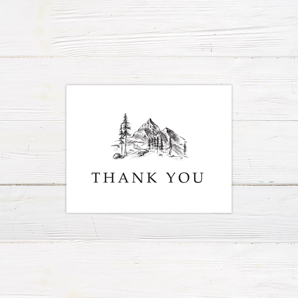 Sketched Mountainside Thank You Card - goprintplus