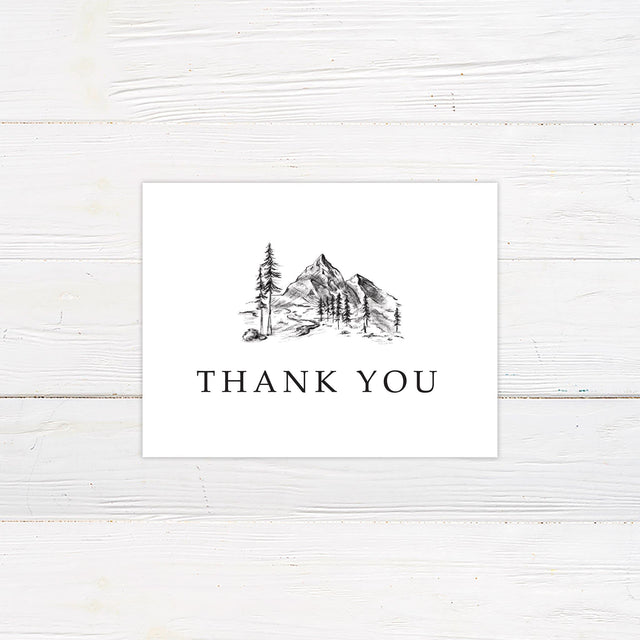 Sketched Mountainside Thank You Card - goprintplus