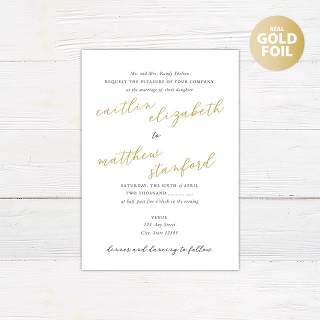 Slanted Script Foil Invitation - goprintplus