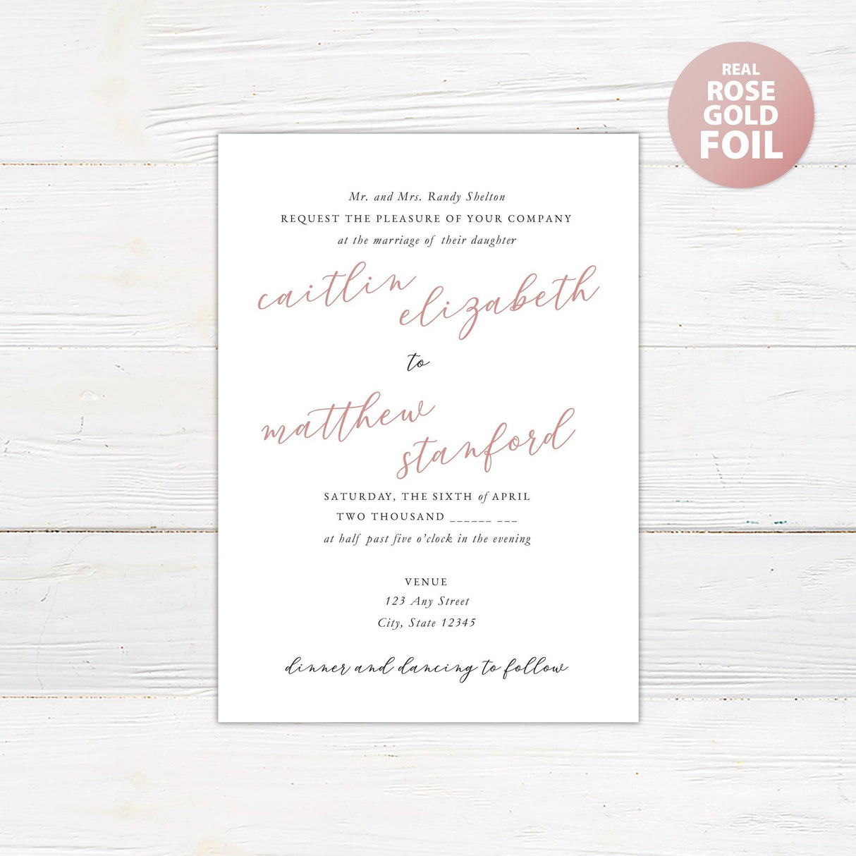 Slanted Script Foil Invitation - goprintplus