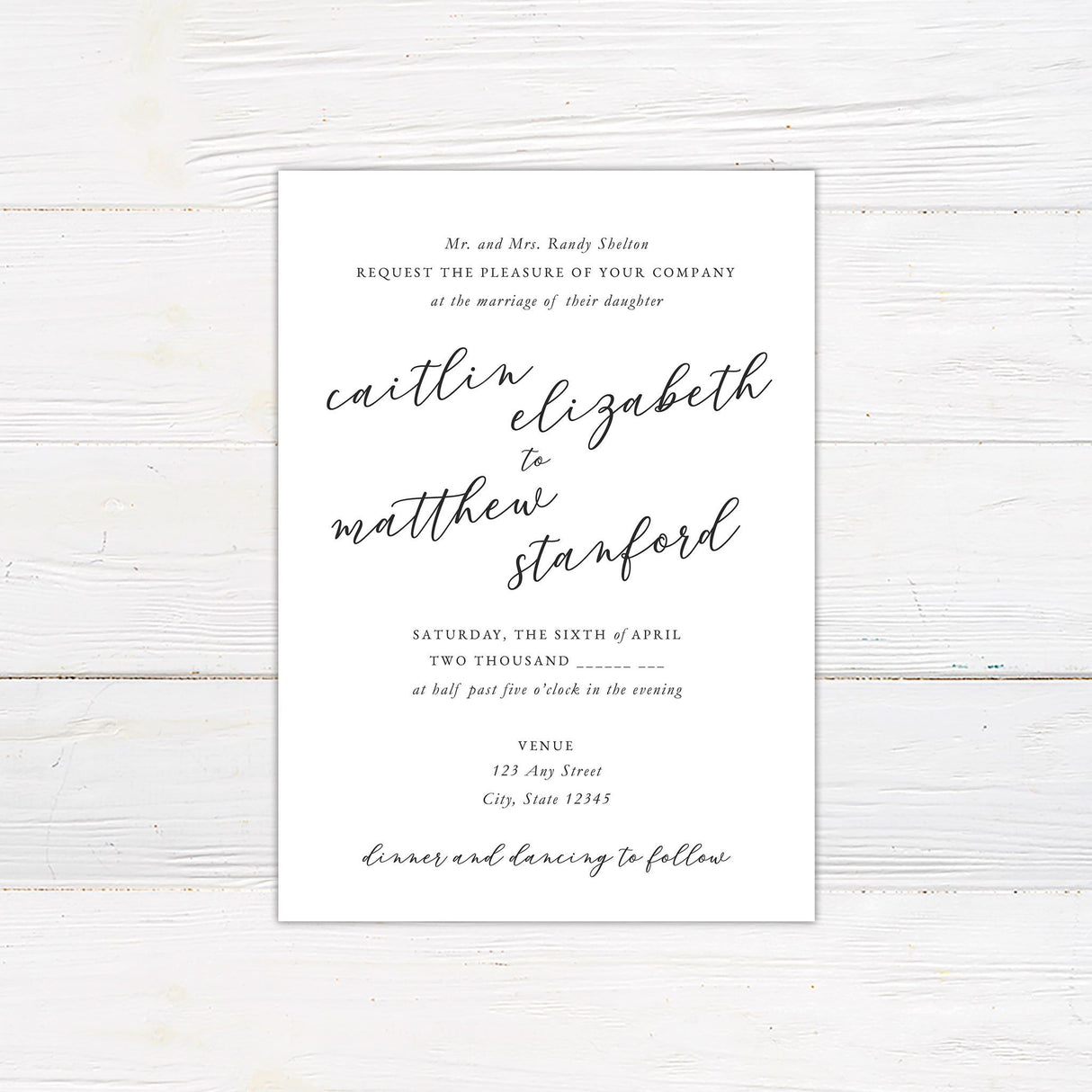 Slanted Script Invitations - goprintplus