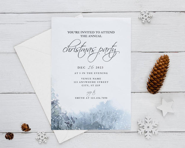 Snowfall Christmas Party Invitation - goprintplus